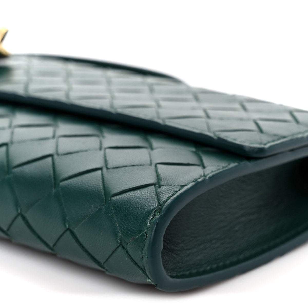 Nappa Intrecciato Long Andiamo Top Handle Clutch Emerald Green