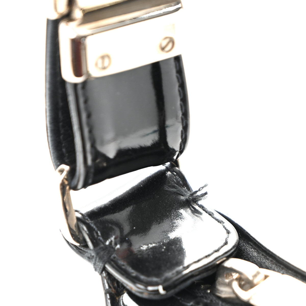 Patent Quilted Small Chocolate Bar Shoulder Bag Black