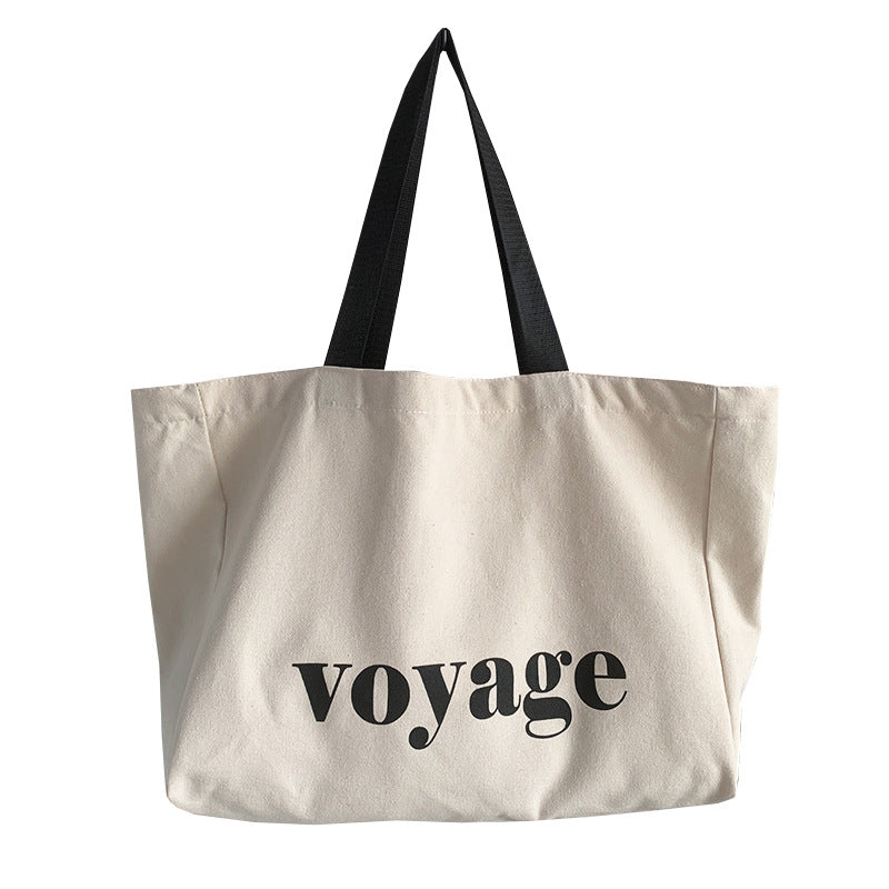 Large Capacity Travel Simple Letter Canvas Bag