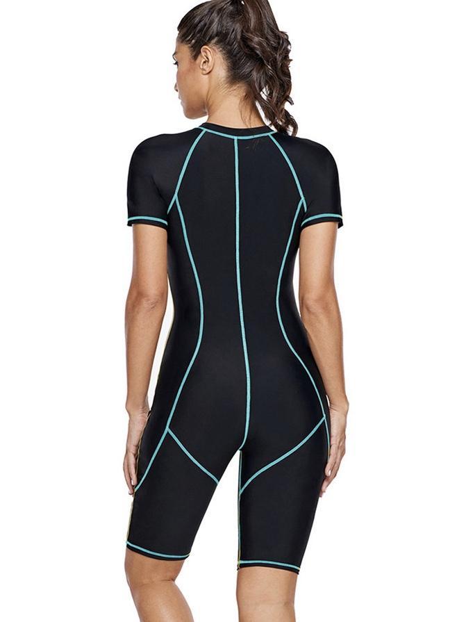 Diving Suit Short-Sleeved Zipper Sunscreen Quick-Drying Surfing One-Piece Swimsuit
