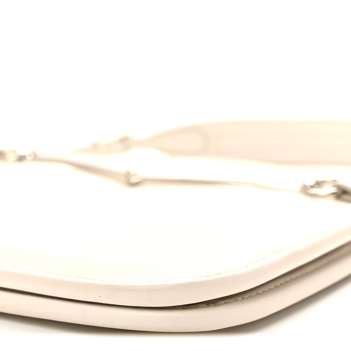 Calfskin Horsebit Slim Shoulder Bag White