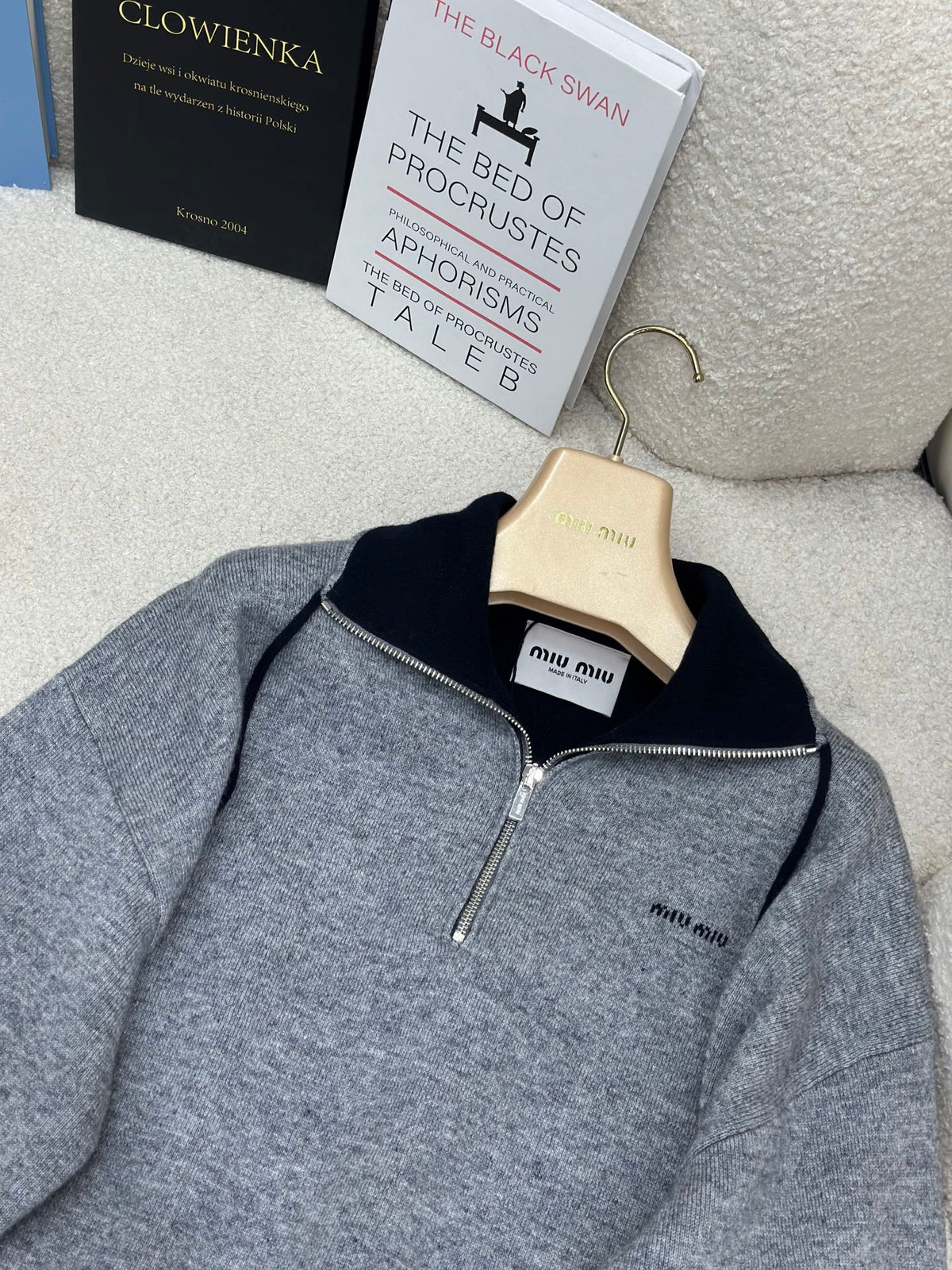 Miumiu 2026 Zip-up Top Grey Cashmere