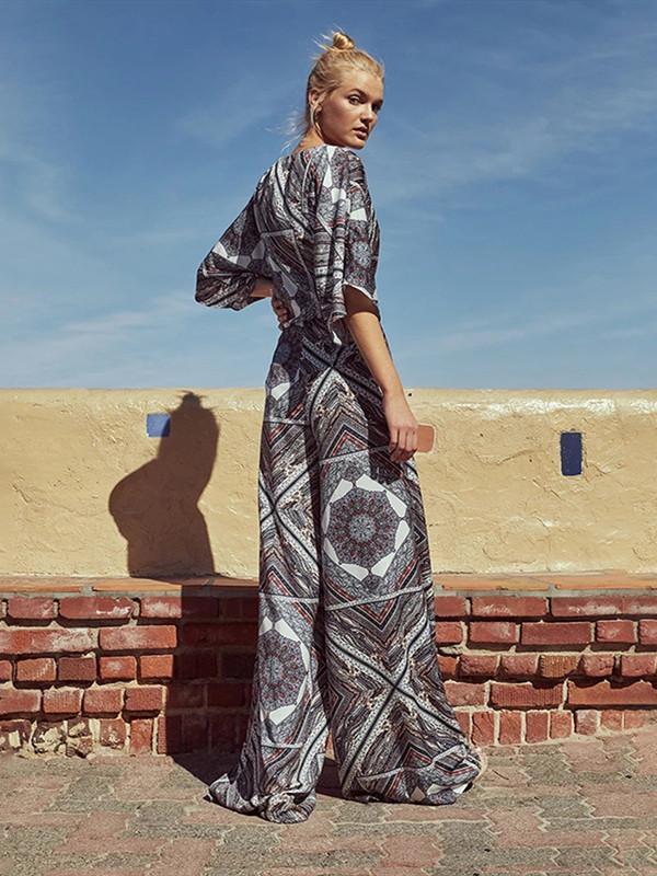 Vintage Summer Crushed Floral Bowsc Jumpsuit