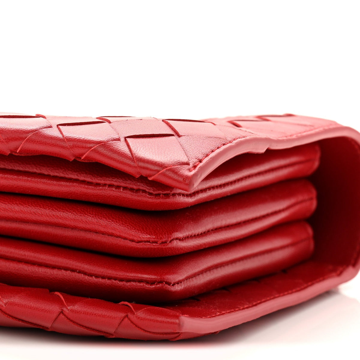 Nappa Intrecciato Trio Pouch On Strap Red