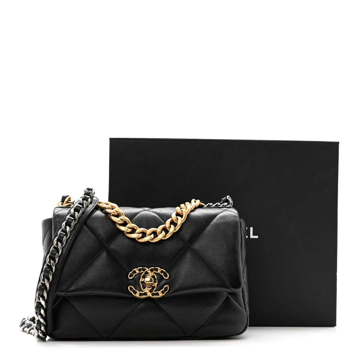 Lambskin Quilted Medium Chanel 19 Flap Black