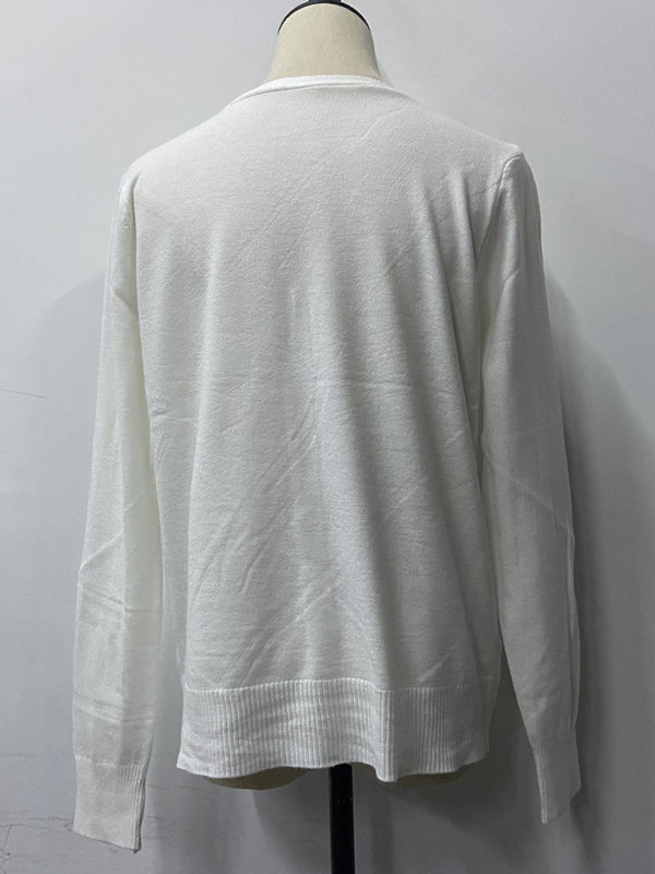 Simple Long Sleeves Buttoned Solid Color Sweater Cardigan Tops