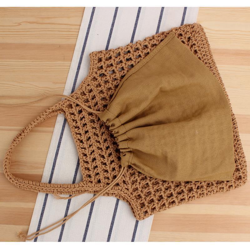 Crochet Market Bag Literary Cotton Braided Bag