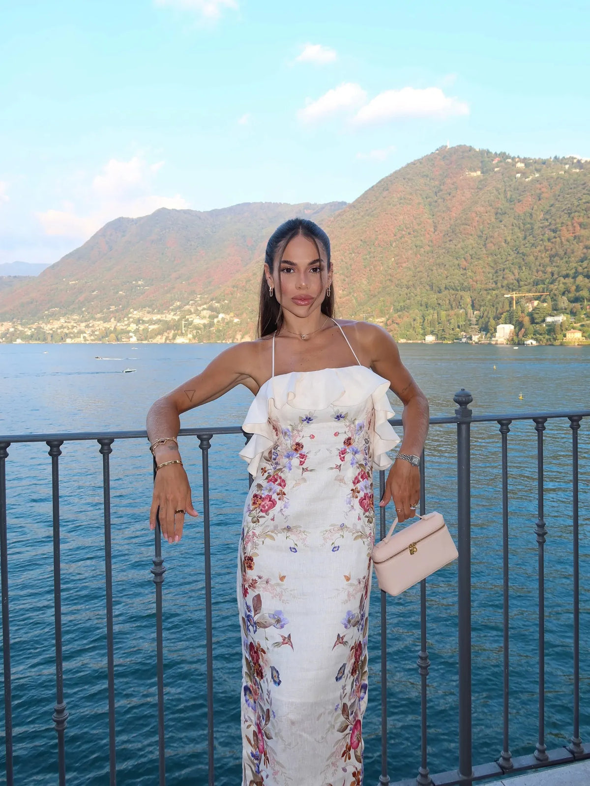 Arianne Floral Print Ruffled Bodycon Maxi Dress