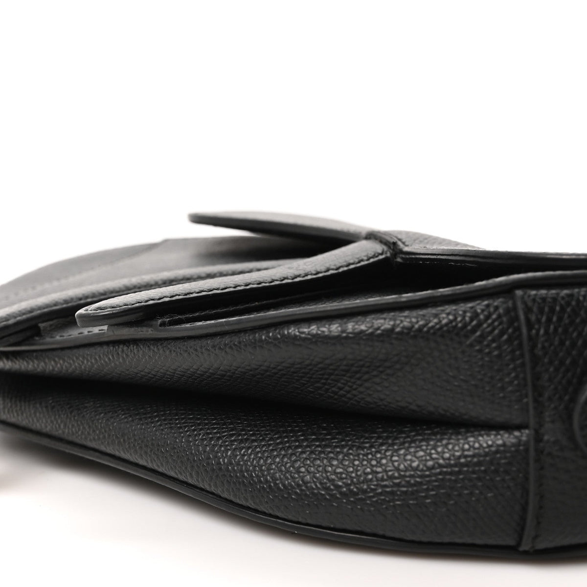 Grained Calfskin Mini Saddle Bag Black
