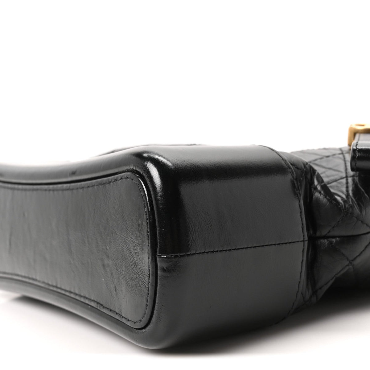 Aged Smooth Calfskin Quilted Medium Gabrielle Logo Hobo Black