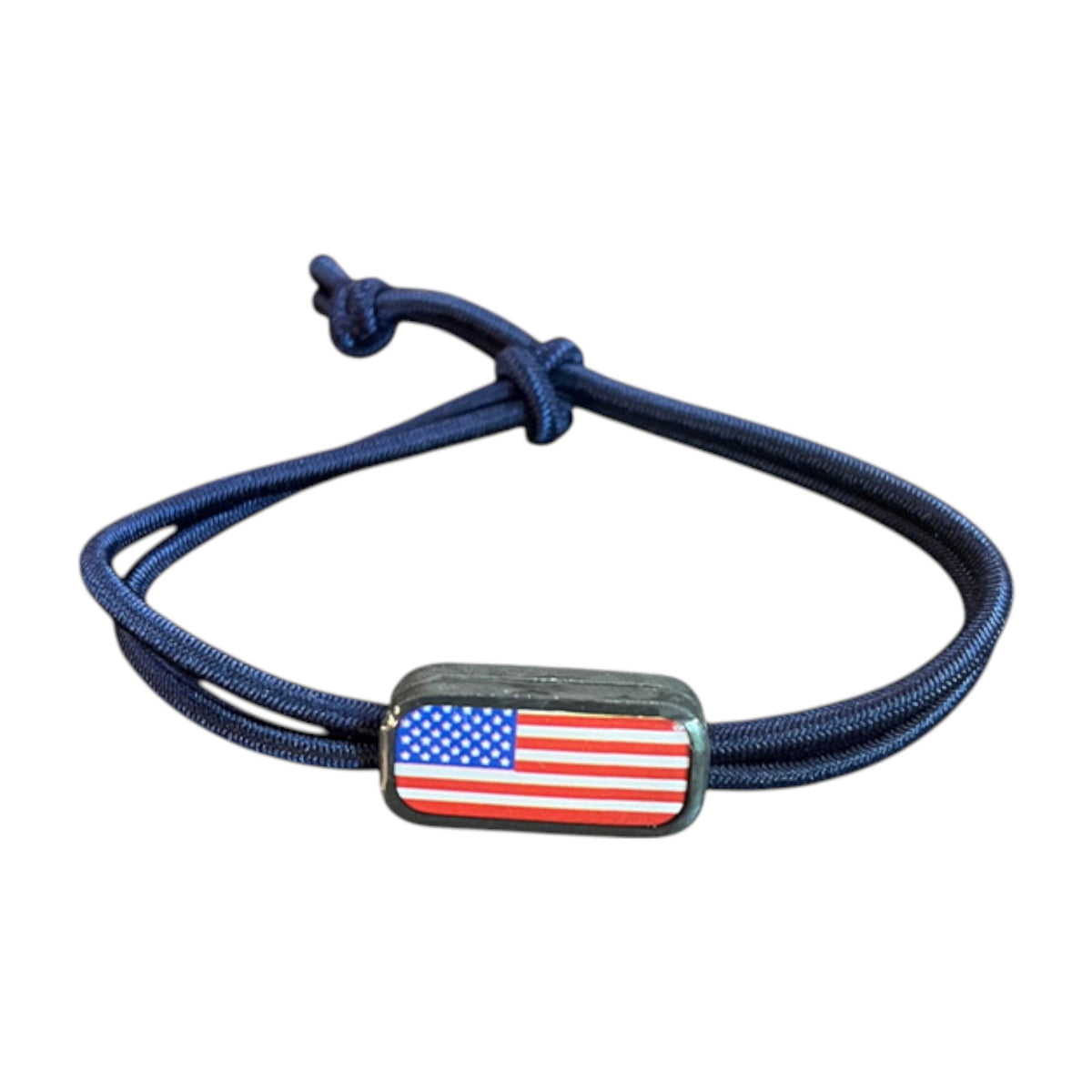 American Flag Adjustable Cord Bracelet in Navy