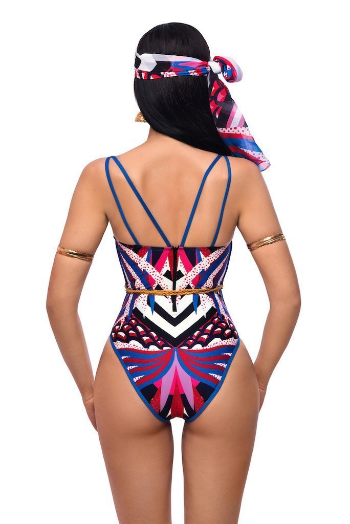 New Totem Print Triangle One-Piece Swimsuit