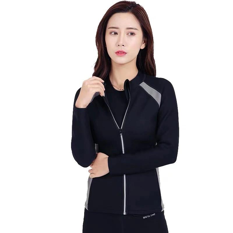 Color Matching Sweat Suit Scr Lady Zipper Sweat Suit Shaping Fat Slimming Suit Yoga Exercise Fitness