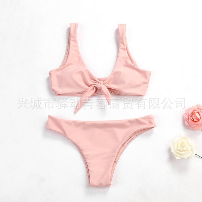 Pure Bikini Split Swimming Suit With Front Button