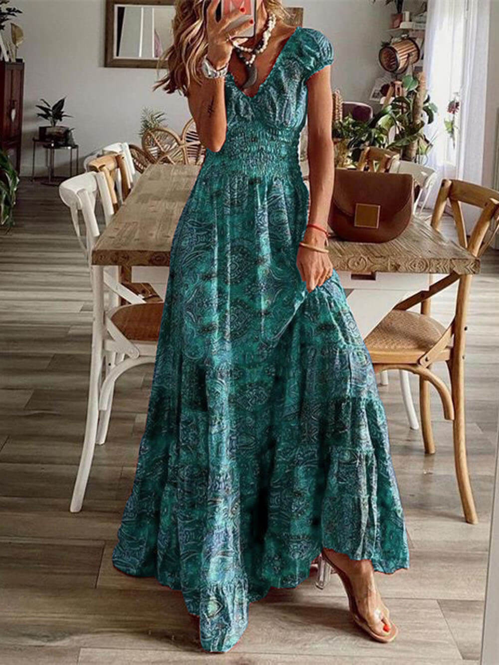Sleeveless Floral Maxi Dress In Lightweight Fabric