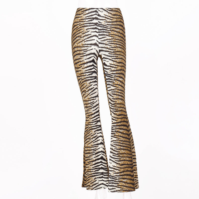 High-Waisted Leopard Print Flare Pants for Women