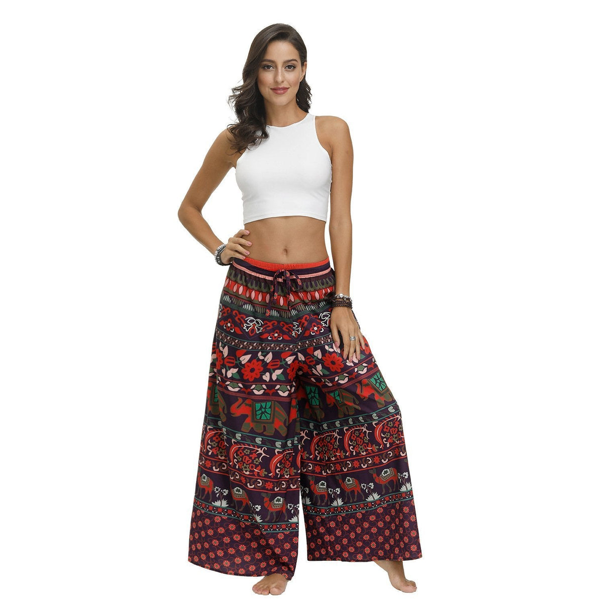 Bohemian Print Ethnic Loose Wide-Leg Pants