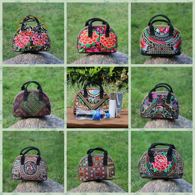 Tibet National Style Women'S Fashion Women'S Bag Embroidered Bag Shell-Shaped Small Bag