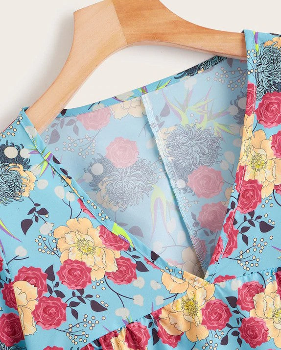 Women'S Floral V-Neck Top