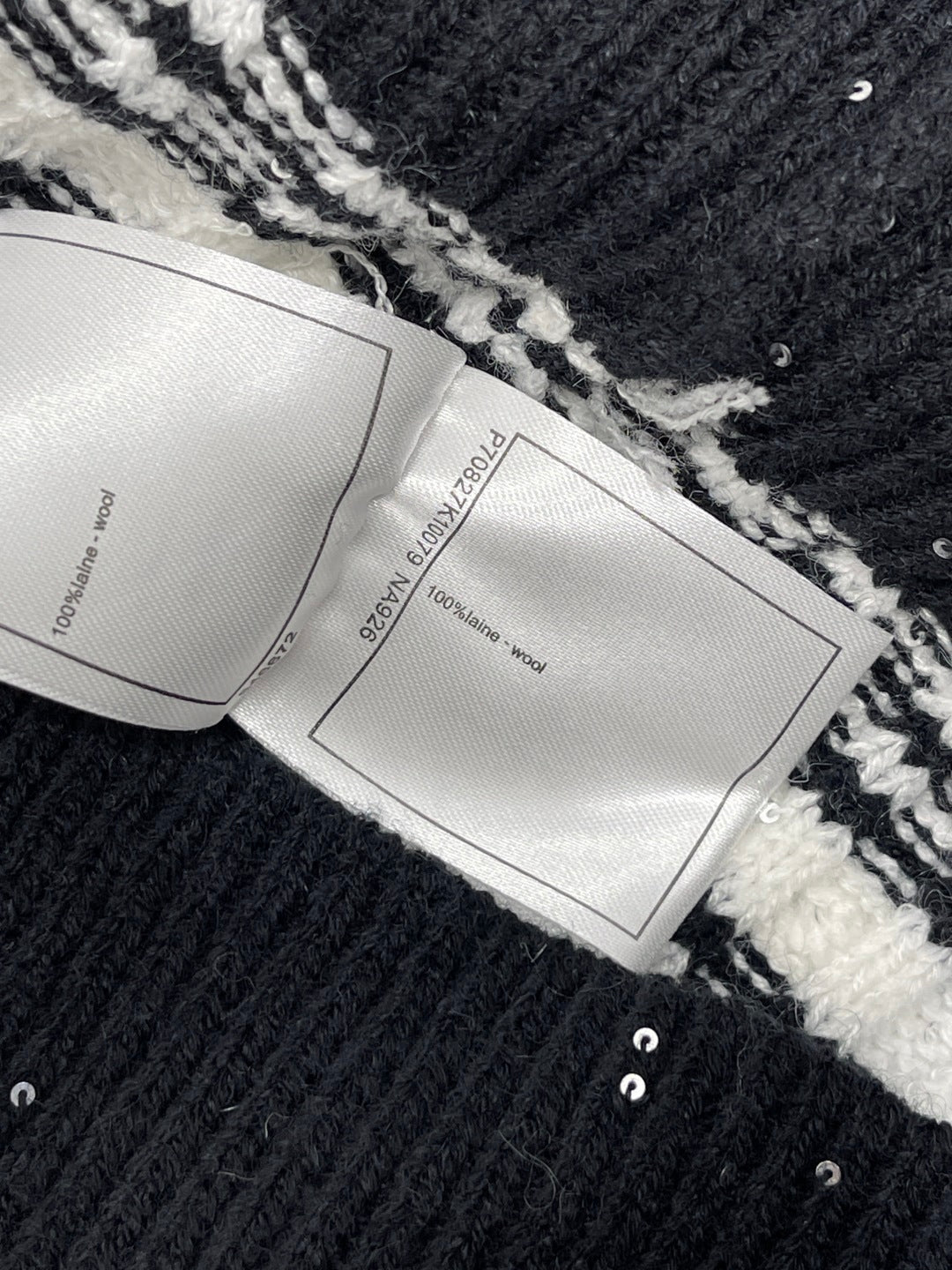 CC 25 Striped Knit Cardigan Black Wool