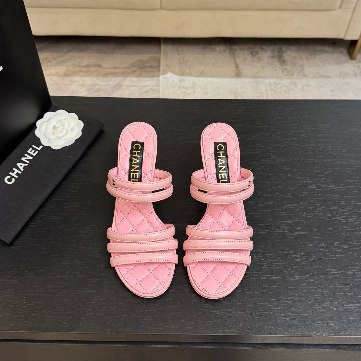 CC 26C Double C Strap Sandals PInk Sheepskin