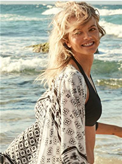 Chiffon Print Tassel Beach Bikini Cover Up
