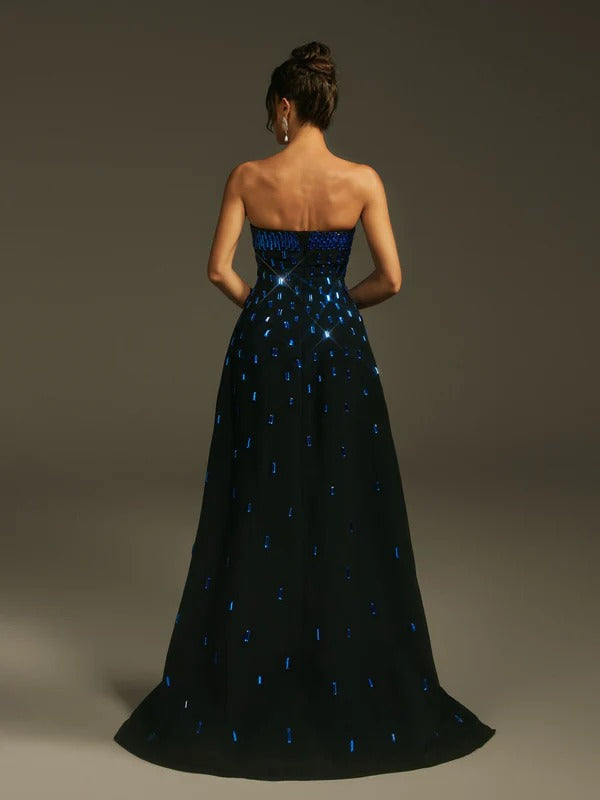 Leimomi Strapless Crystal Maxi Dress