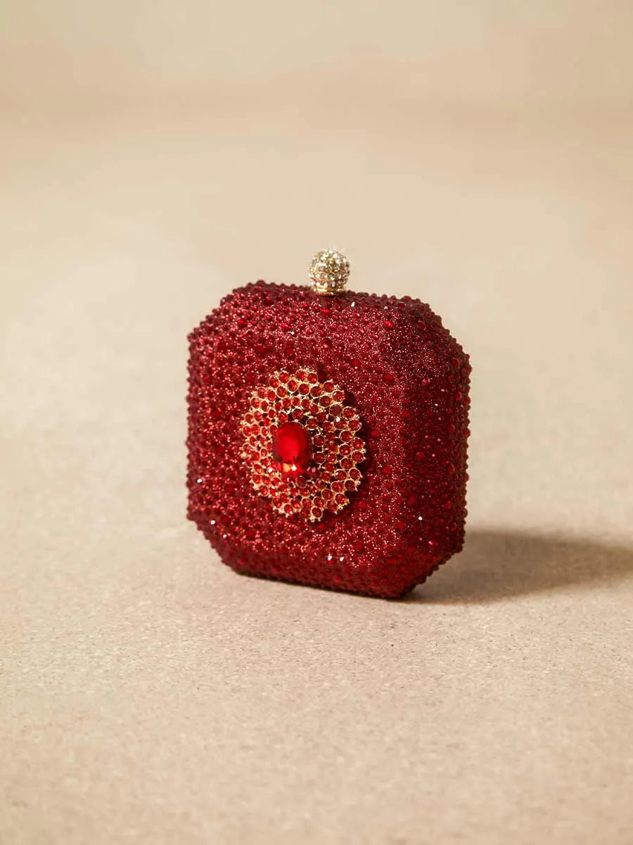 Alina Crystal Embellished Square Clutch Bag
