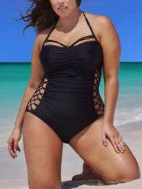 Women'S Plus Size Cross Lace Up Swimsuit