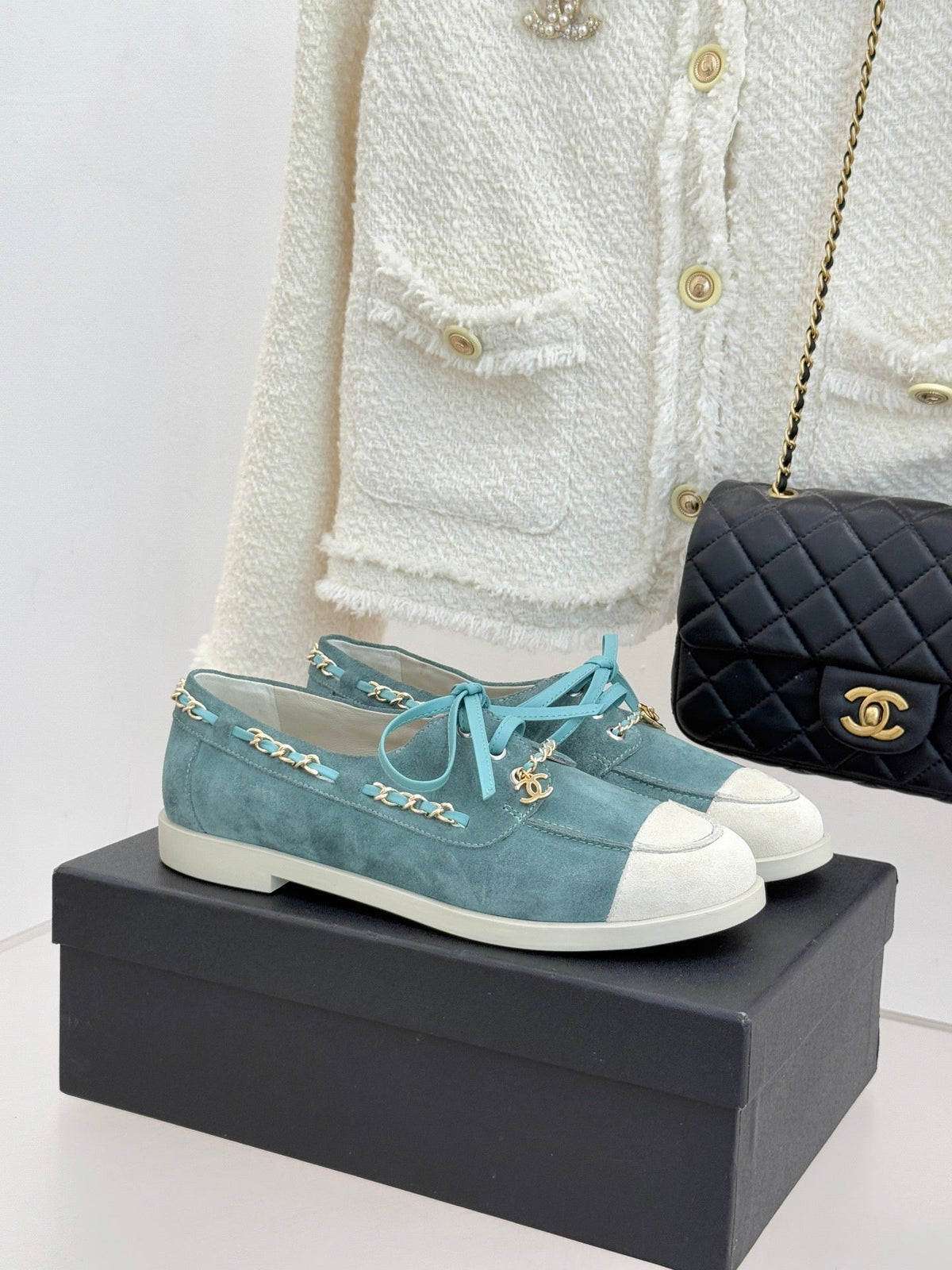CC Cruise 25/26 Moccasins Steel Teal White Suede
