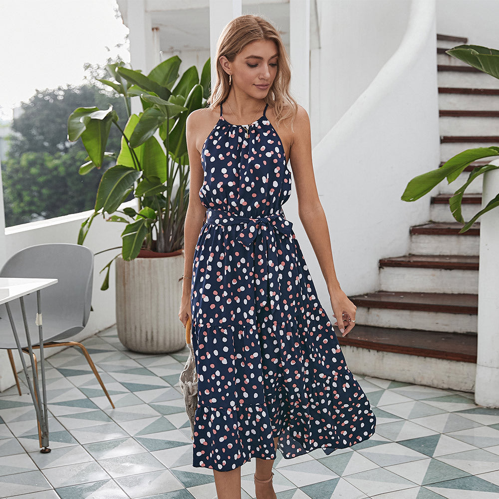 Summer Polka Dot Holiday Style Swing Dress