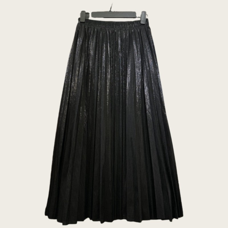 High Waist A-Line Pleated Midi Skirt