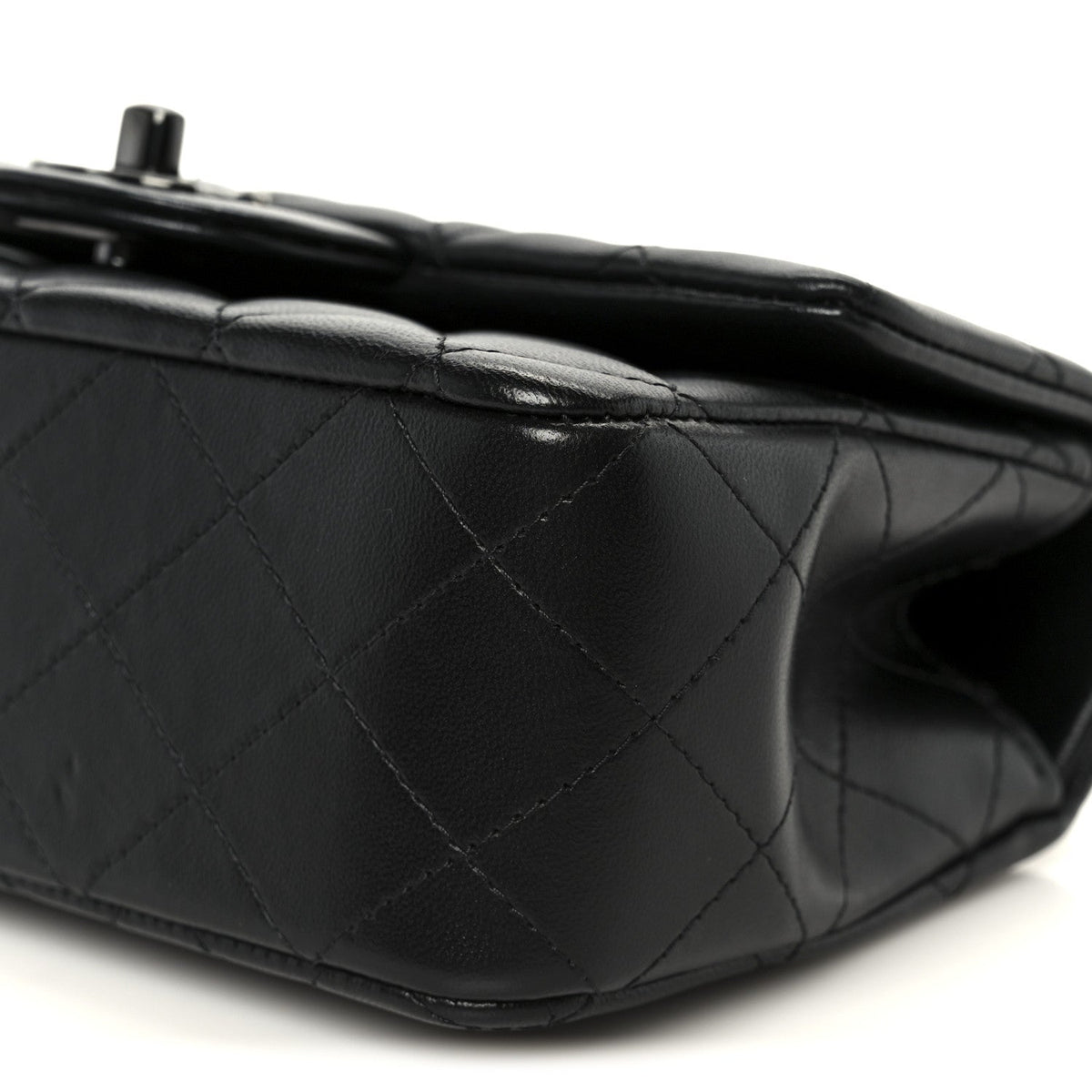 Lambskin Quilted Mini Top Handle Rectangular Flap So Black