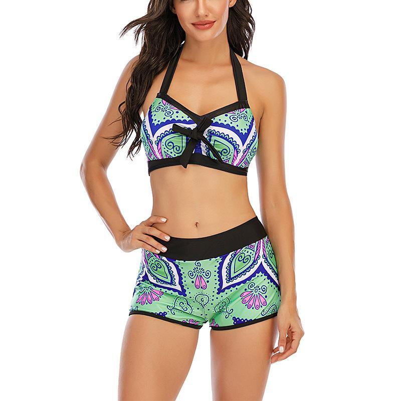 2020 European And American New Split Swimsuit Women Sexy Slim Geometric Printing Aliexpress Explosions Foreign Trade Bikini Women