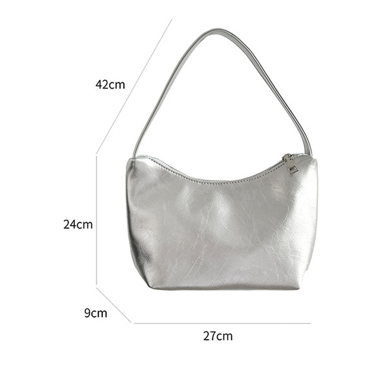 Minimalist Solid Color Leather Shoulder Bag