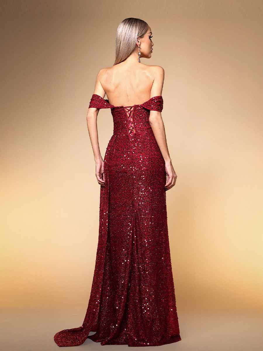 Beatrice Strapless Maxi Dress In Red