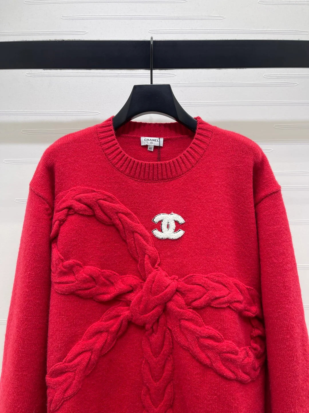 CC 26 Bow Tie Pullover Sweater Red Wool 331564