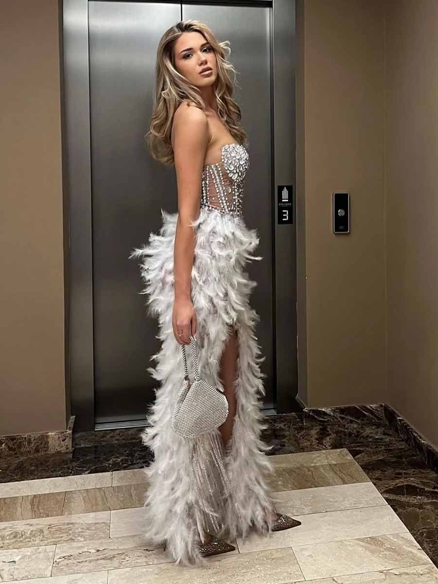 Emmeline Feather Patchwork Maxi Dress