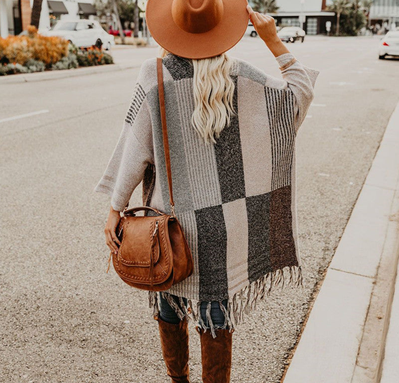 Women'S Sweater Fringed Knitted Sweater Batch Shoulder Coat Women