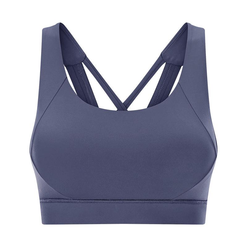 Double-Sided Single Grinding Sports Bra Cross Back Shockproof Upholstery High Intensity Sports Underwear