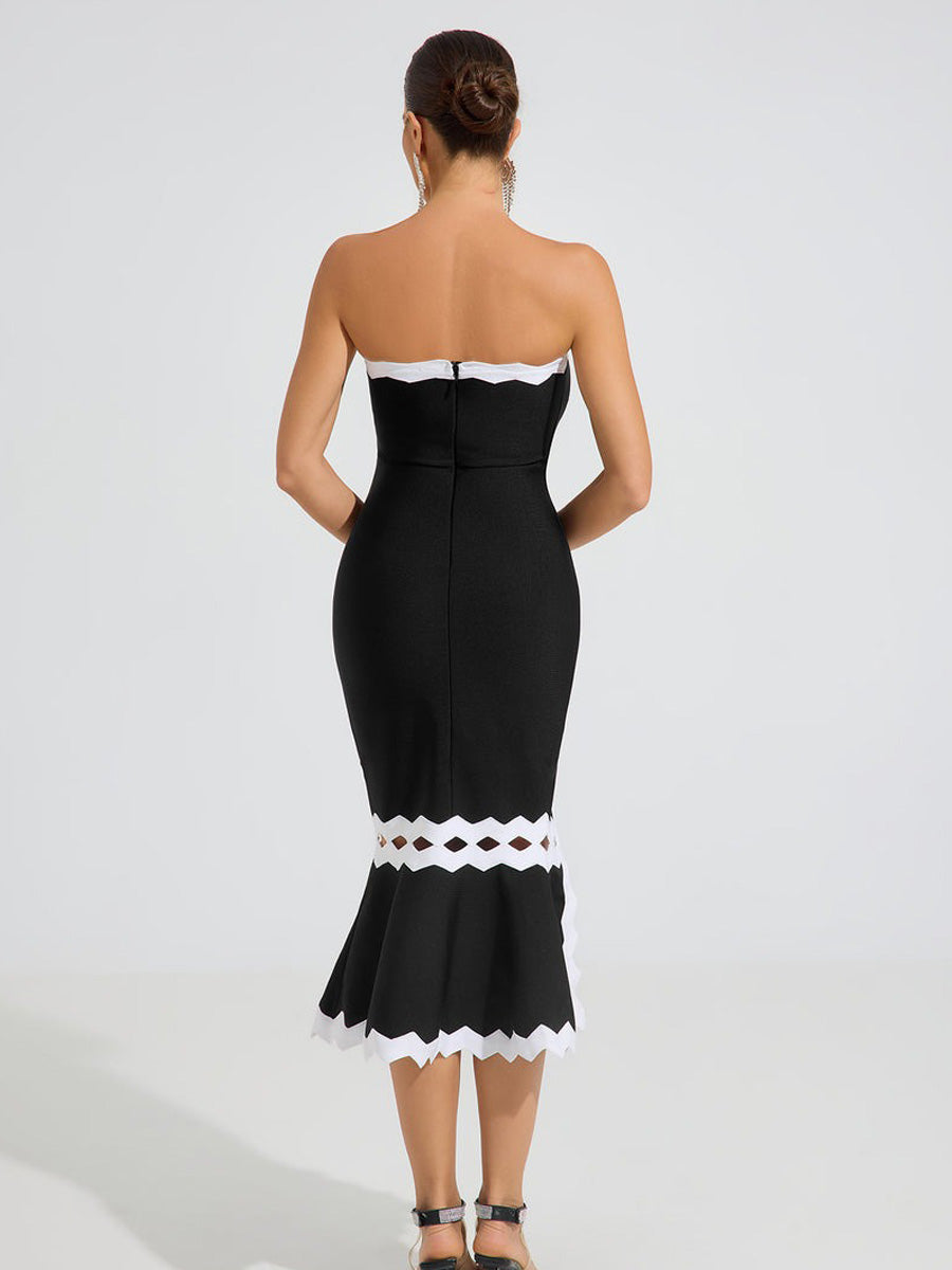 Jessamine Monochrome Elegance Midi Dress
