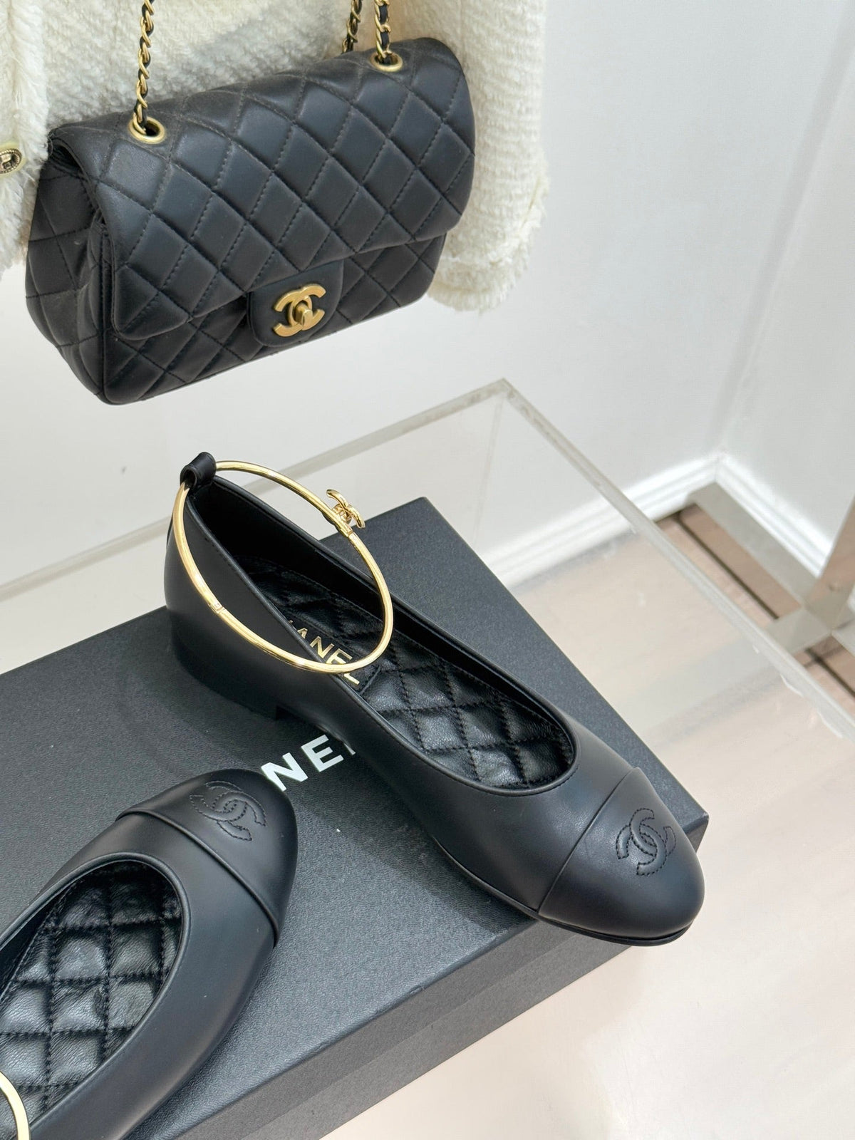 CC 26C Ribbon Double C Camellia Mary Jane Black Lambskin