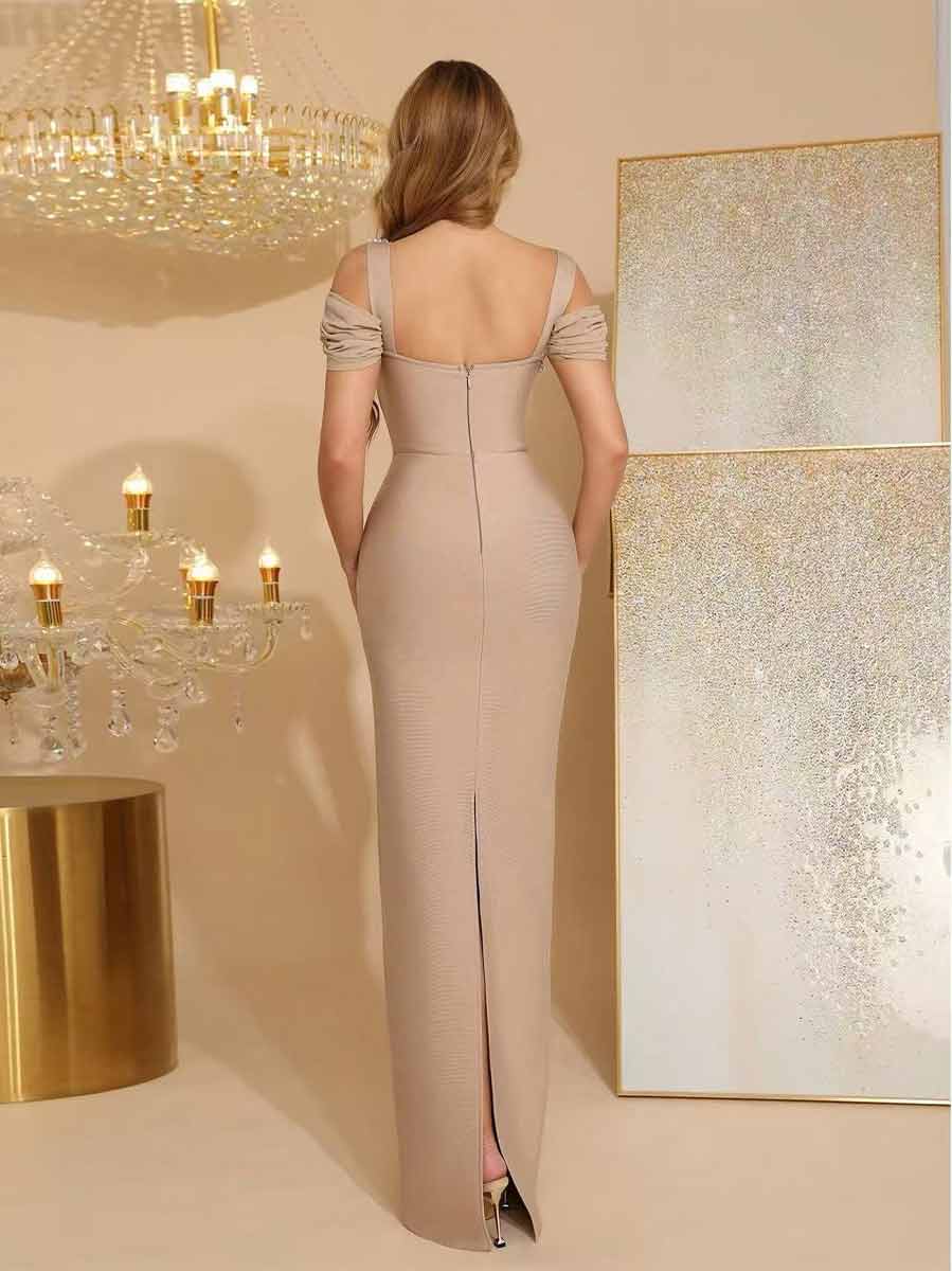 Olive Diamond Studded Maxi Dress