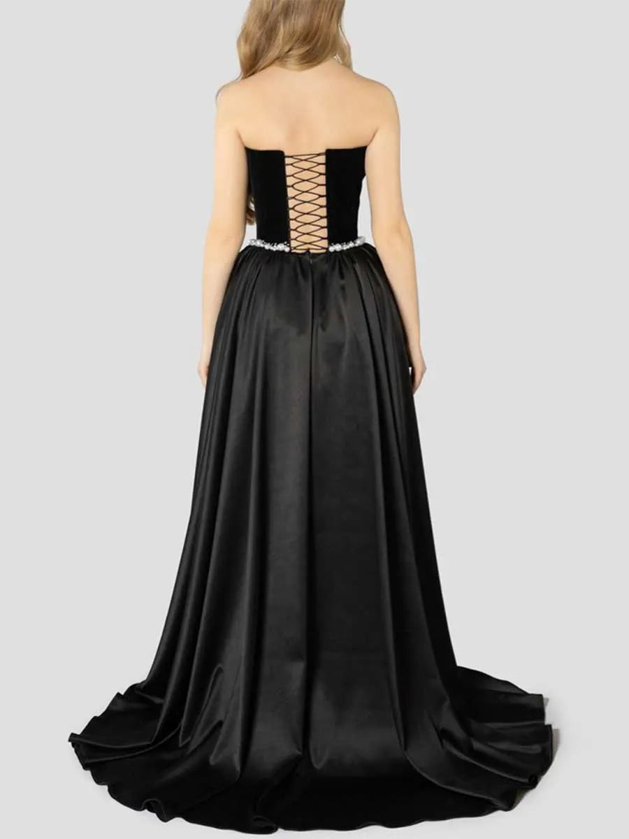 Mabel Pearl Strapless Maxi Dress In Black