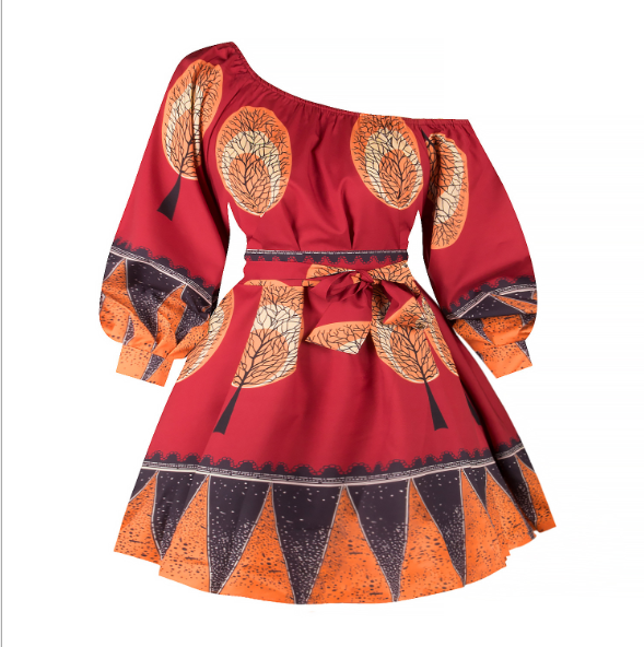 Hot Sale Sexy Africdresses For Women African Print Clothing One Shoulder Dress