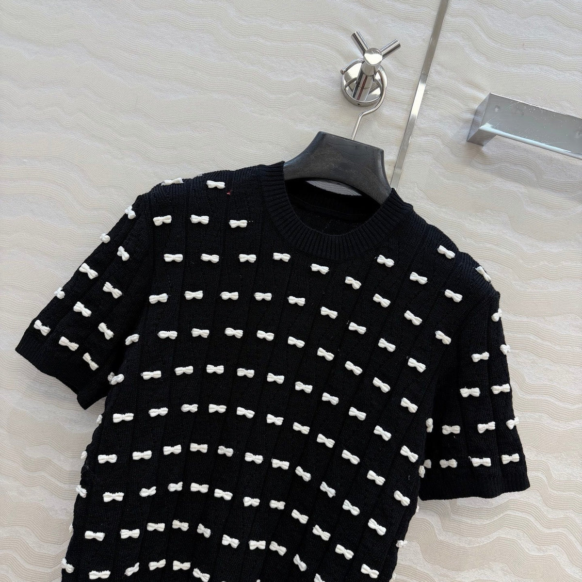 CC 26 Short-Sleeved Top Black White Knit 342788