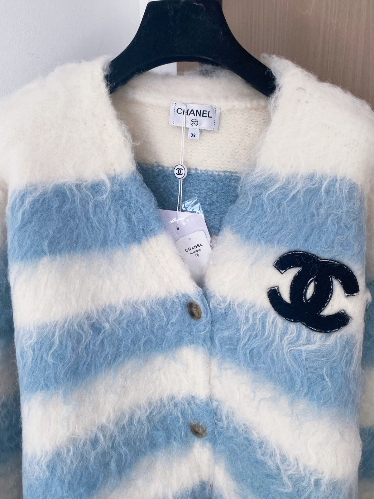 Chanel 2025 Cardigan Blue mix White Wool 99270