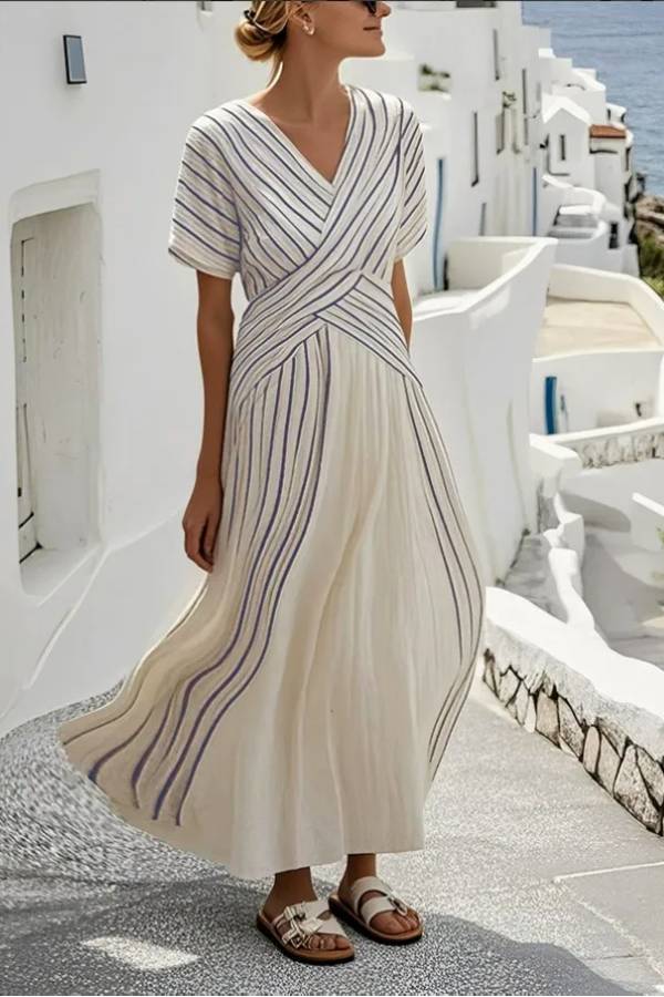 Loose Striped Print Dress