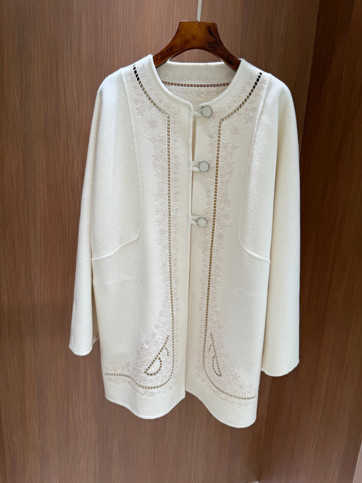 HM Couture Embroidered Cashmere Long Coat