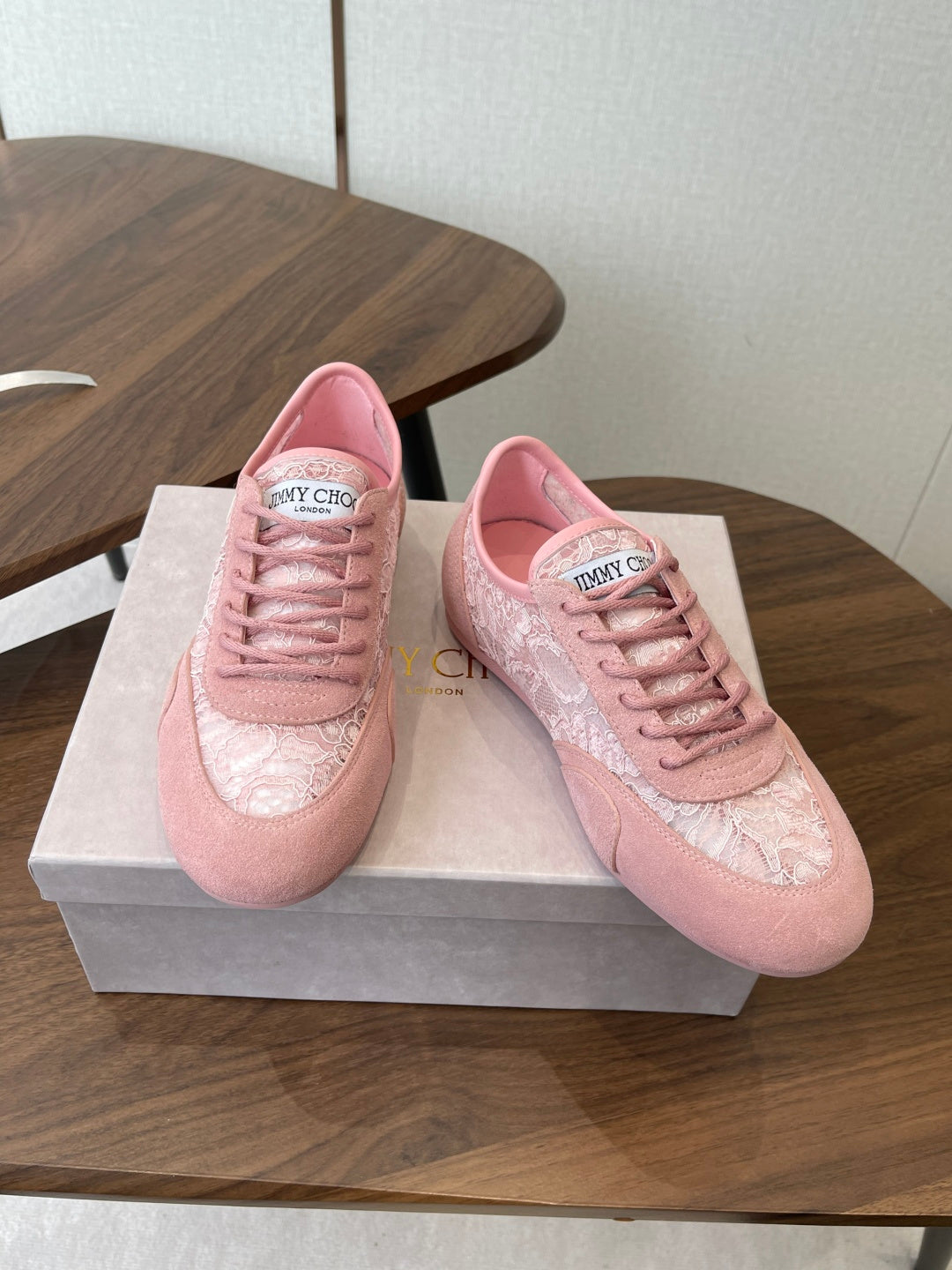 Jimmy Choo Sunny F Sneaker Pink Lace Leather